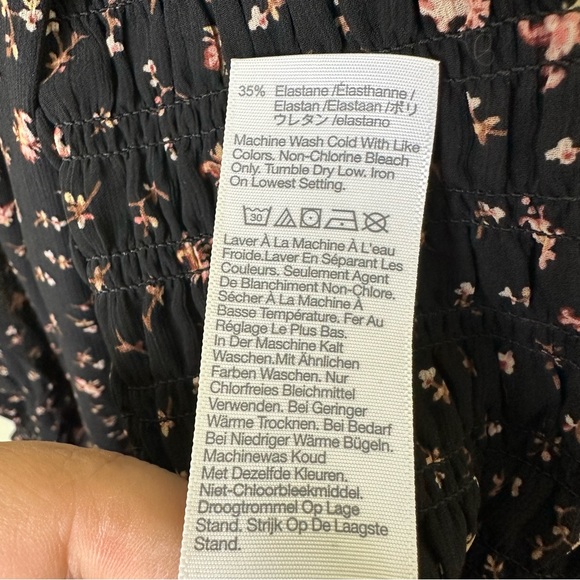 (Re)sourced Georgette Lucie Bubble-Sleeve Smocked Top in Stem Scatter Size Small - Picture 11 of 13